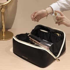 Travel Cosmetic Bag Makeup Organizer For Women Large Capacity Black