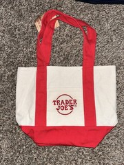 Trader Joe’s Mini Canvas Tote Bags Original Colors Lot of 4 Brand New! (2 Red)