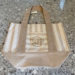 Trader Joe’s Mini Canvas Set of 4 Tote Bags Striped Green Pink Blue Tan New NWT