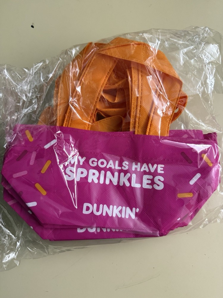 Dunkin Mini Tote Bag Pink & Orange Limited Edition Rare Goals Donuts Sprinkles
