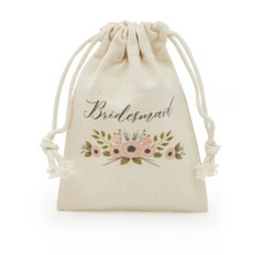 Bridal Party Bridesmaid Gift Set – 1 Canvas Tote Bag and 1 Drawstring Pouch