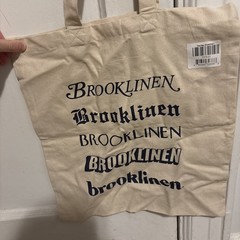 Brooklinen Unisex Tote Bag Grocery Travel Beige Logo 100% Cotton