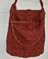 HANDMADE XL red Wine and olive green Purse Craft Bag eco Tote Grocery Bag L54