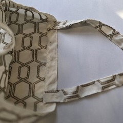 Geometric Pattern Foldable Canvas Tote Shopping Bag Medium Beige Brown Modern