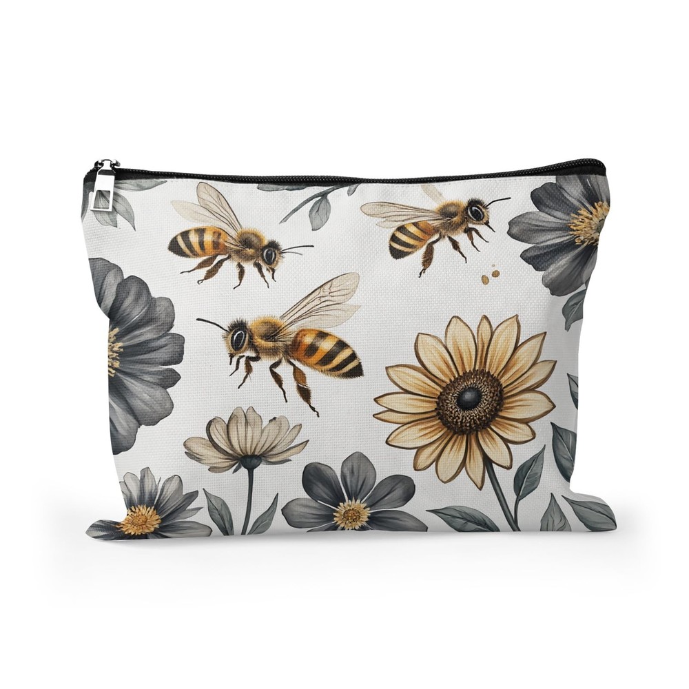 Cafl Bumblebees & Sunflowers Makeup Bag Bee Cosmetic &
