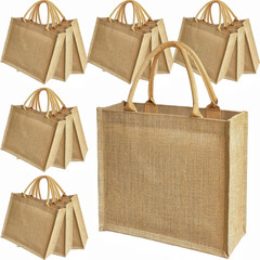 15 Pack Burlap Tote Bags 12X12X6 Inch Natural Jute Handbags with Waterproof Lini