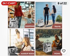 (Large,Silver) Reusable Grocery Bag on Wheels, Foldable Rolling Tote Carries …