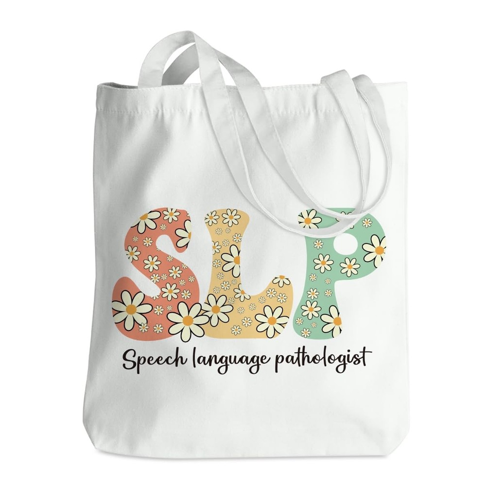 Speech Therapy Gifts Floral SLP Tote Bag for Women Friend Nurse Speech Langua…