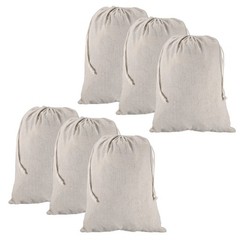 6pcs Cotton Storage Bags 11.8″ x 15.8″ Canvas Drawstring Bag, Beige