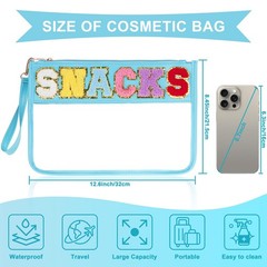 Snack Bag for Travel – 12.2 inches x 8.54 x 0.2 inches, Snack-Blue