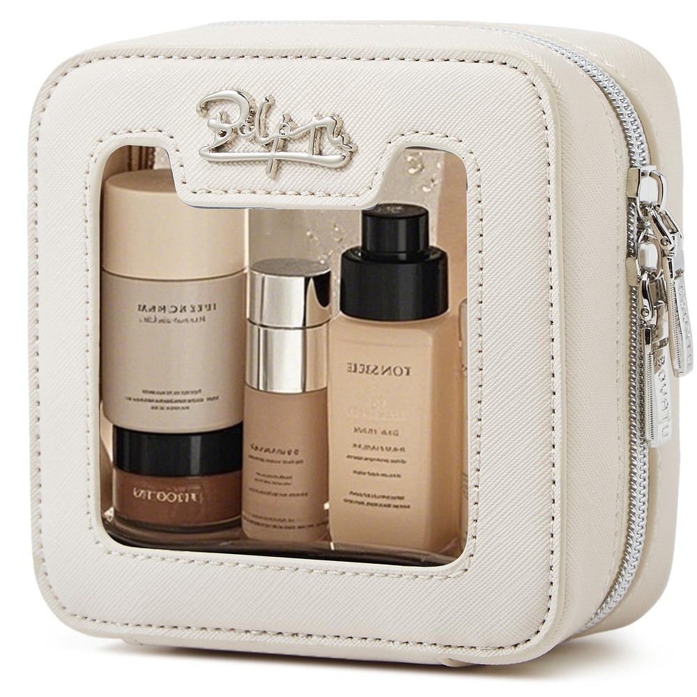 Clear Makeup Bag Cosmetic Case: Small Make up Bags for Purse – Mini, 01 White