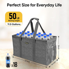 BALEINE Extra Large Utility Tote Bag with Wire Frame for Storage (Gray, 22”X12′