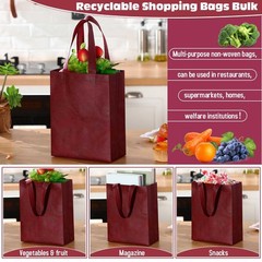 200 Pcs Reusable Tote Bag Bulk 8 x 4 x 10 Inch Non Woven Shopping Bag with Ha…