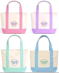 Trader Joe’s Mini Tote Bag Set of 4 Spring Colors Canvas Reusable Bags New