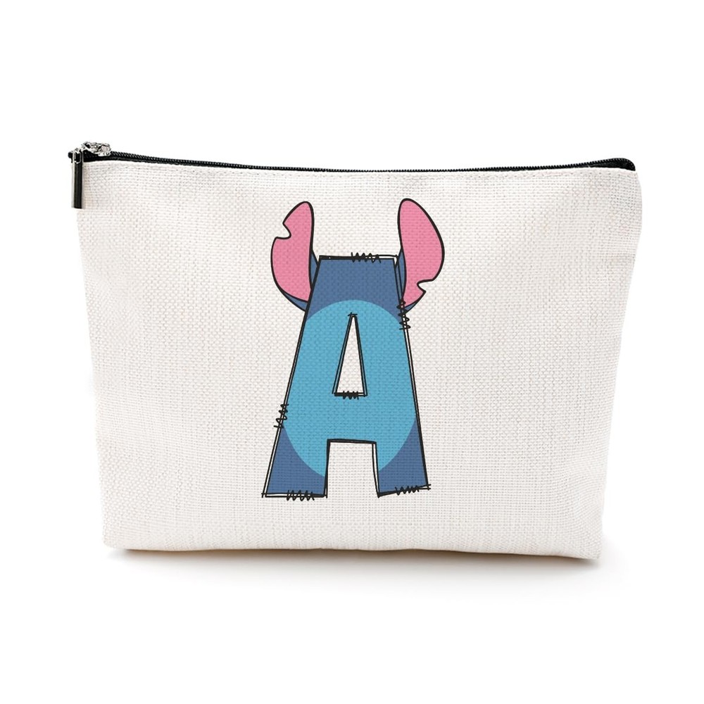 LONGXIN Cute Cartoon Gifts Initial Personalized Makeup Bag Monogrammed Stitch