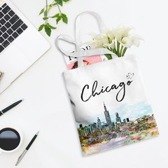 Chicago Souvenirs Tote Bag Travel Lover Beach Reusable Grocery Weekender