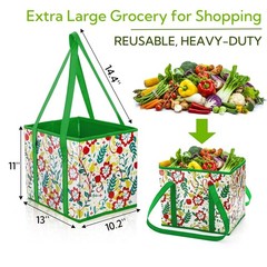 4 PCS 50 Lbs Heavy Duty Foldable Reusable Grocery Shopping Tote Bags Box