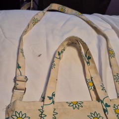 Reusable Canvas Shopping Bag Foldable Adjustable Strap Inner Pocket Floral Print