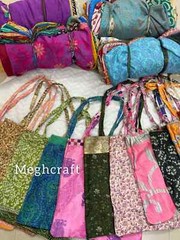 Recycled Silk Sari Shopping Bags Reusable Carry Bags Tote bags – 50 Pcs Lot