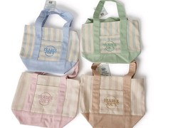 Trader, joe’s limited edition mini pastel striped canvas tote bag 2026 lot of 4