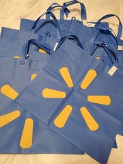 8 Lot Nos XLarge Walmart Reusable Shopping Bags Set Blue Crafts Tools 18″ X 17″