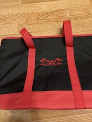 Trader Joe’s Insulated Canvas Reusable Shopping Bag Red Black Green Solid Plain
