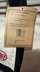 Trader Joe’s Reusable Foldable Tote Bag Cotton Polyester White Navy Blue