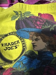 Trader Joe’s By Special Appointment Green Tote Reusable Bag Woman Fruit USA