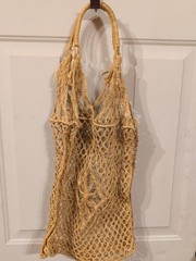 Beige Reusable Handmade Crochet Market Bag