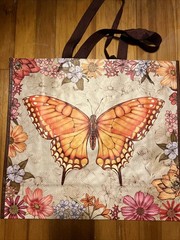 TJ Maxx Reusable Shopping Bag BUTTERFLY 🦋 & 🌸 FLOWERS Tote