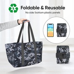Soft 9 Gallon Extra Large Utility Tote, Foldable Reusable Storage Bag Grey Ca…