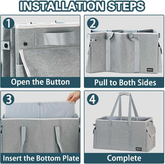 Standing Extra Large Utility Tote Bag with Hard Bottom & Hard Sides, Heavy Duty