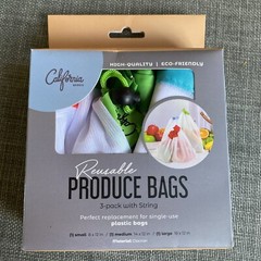 Dacron Reusable Produce Bags (3-Pack of Different Sizes with String) NEW
