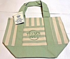 Trader Joe’s Limited Mini Canvas Pastel Striped Tote Bag 2026 Seafoam Green NEW