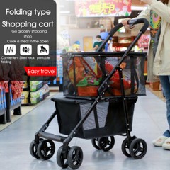 Functional Collapsible Carts Shopping Cart Utility Trolley Cart w/ Swivel Wheels