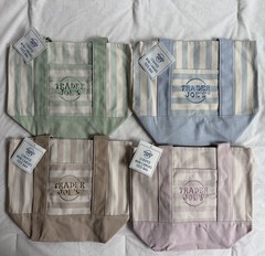 Trader Joe’s Mini Pastel Stripe Canvas Tote Bag Limited Edition Set Of 4
