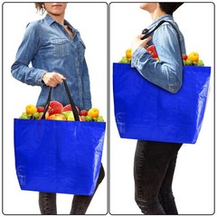 Multicolor Heavy Duty 80 Lbs Waterproof Plastic Reusable Grocery Bags 12 PCS