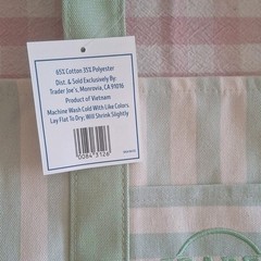 Trader Joe’s Striped Mini Canvas Tote Bag Green/White Cotton Blend