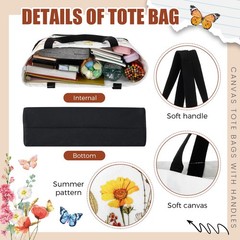 10 Pcs Wildflower Canvas Tote Bag Bulk Large Book Lovers Floral Gift Tote 18….