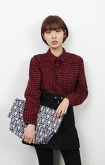 Kravitz Krabag Cotton Eco Zipper Clutch Bag Skulls Pattern Black Grey CH2-5323