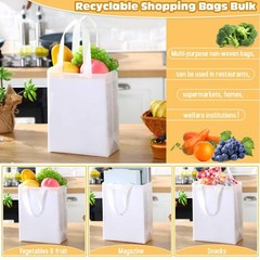 50 Pcs Reusable Tote Bag Bulk 8 x 4 x 10 Inch Non Woven Shopping Bag with Han…