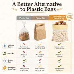 Beeswax Bread Bags for Sourdough, 2 Pack 17 x 13 Inch Reusable One Size, B