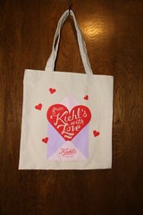 Kiehl’s Red Heart Canvas Reusable Tote Bag Natural Neutral Fabric