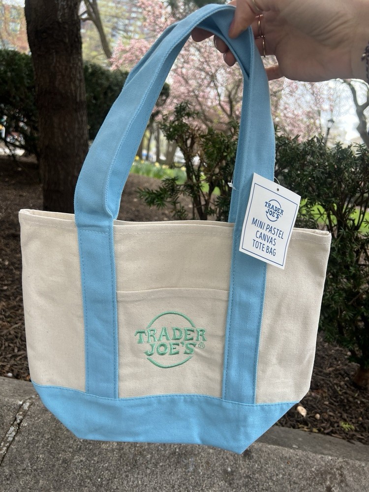 Trader Joe’s *Limited Edition* Mini Canvas Tote Bag Pastel Blue