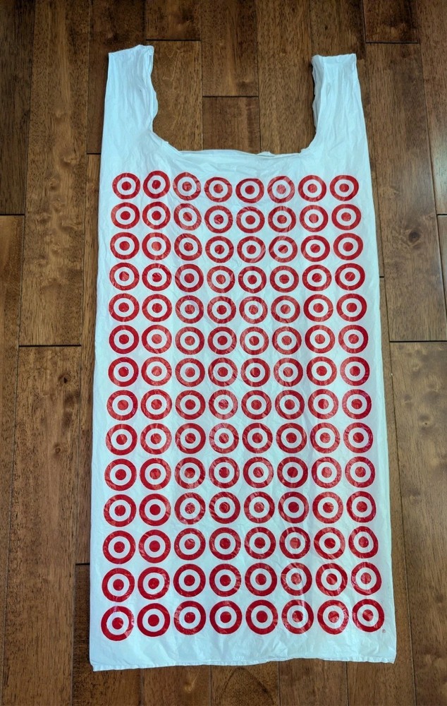 (1) 2007 Target Bullseye X large Shopping Grocery Plastic Bag 35″ X 16″ Sac