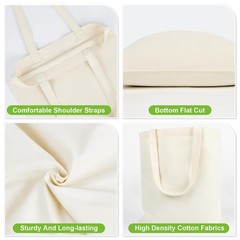 Canvas Tote Bag – 4 PCS Cotton Canvas Reusable Grocery Shopping Blank Tote Ba