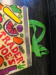 Trader Joes Canvas Tote Bag Reusable Fruits Vegetables Colorful