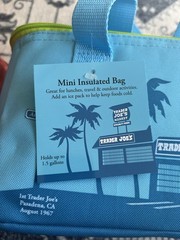 2 Trader Joe’s Mini Insulated Bag Tote Lunch Bag Blue + Peach Travel 1.5 Gallons