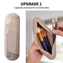 AGIKET Silicone Makeup Brush Holder Travel Cosmetic Bag：Soft Large, A-Walnut