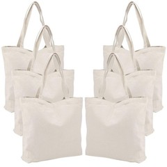 6 Packs Large Canvas Tote Bags, 20X15 Inch Reusable Grocery Bag, Natural Whit…